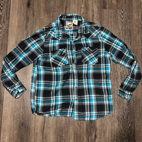Mambo Australia Long Sleeves Snap Button Flannel Shirt Multicolored Mens Size XL - Picture 1 of 4